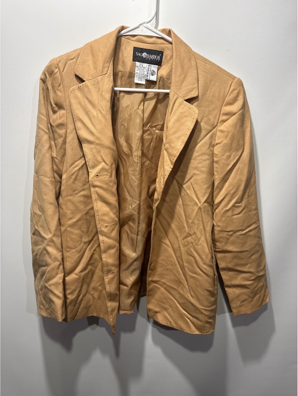 Sag Harbor Petite Wool Blend Blazer Jacket Size 6 Tan